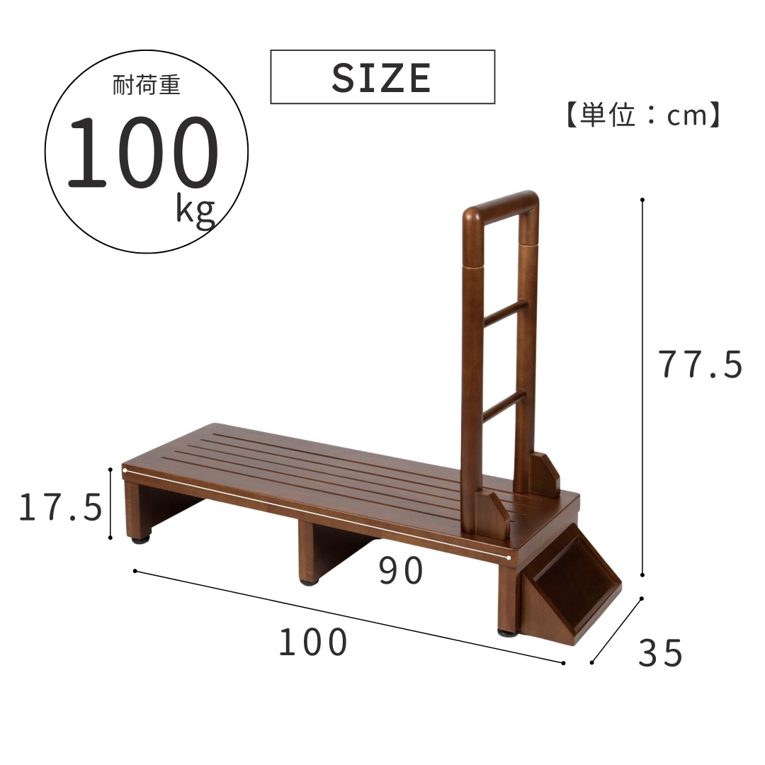 手すり付き玄関台100