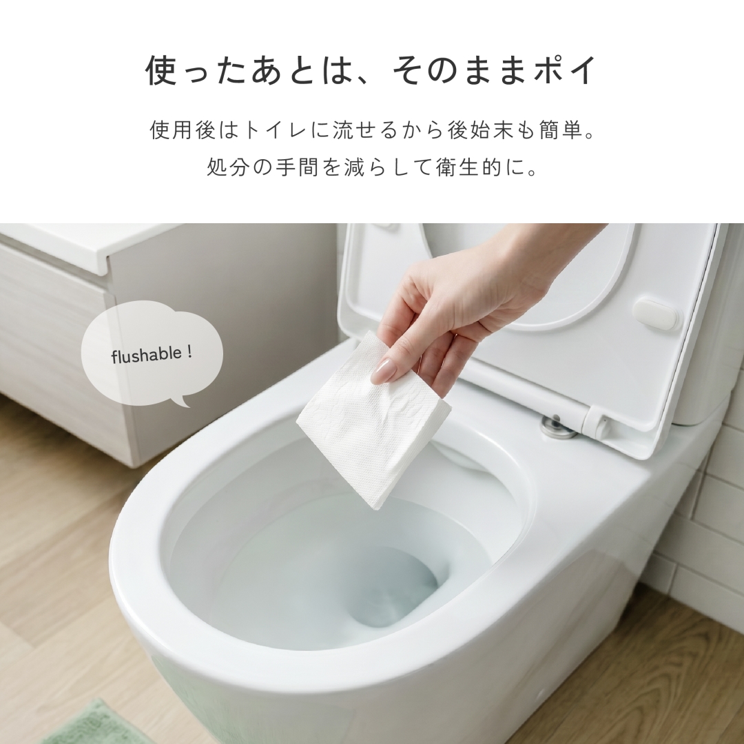 トイレに流せる濡れると除菌ペーパー100枚組