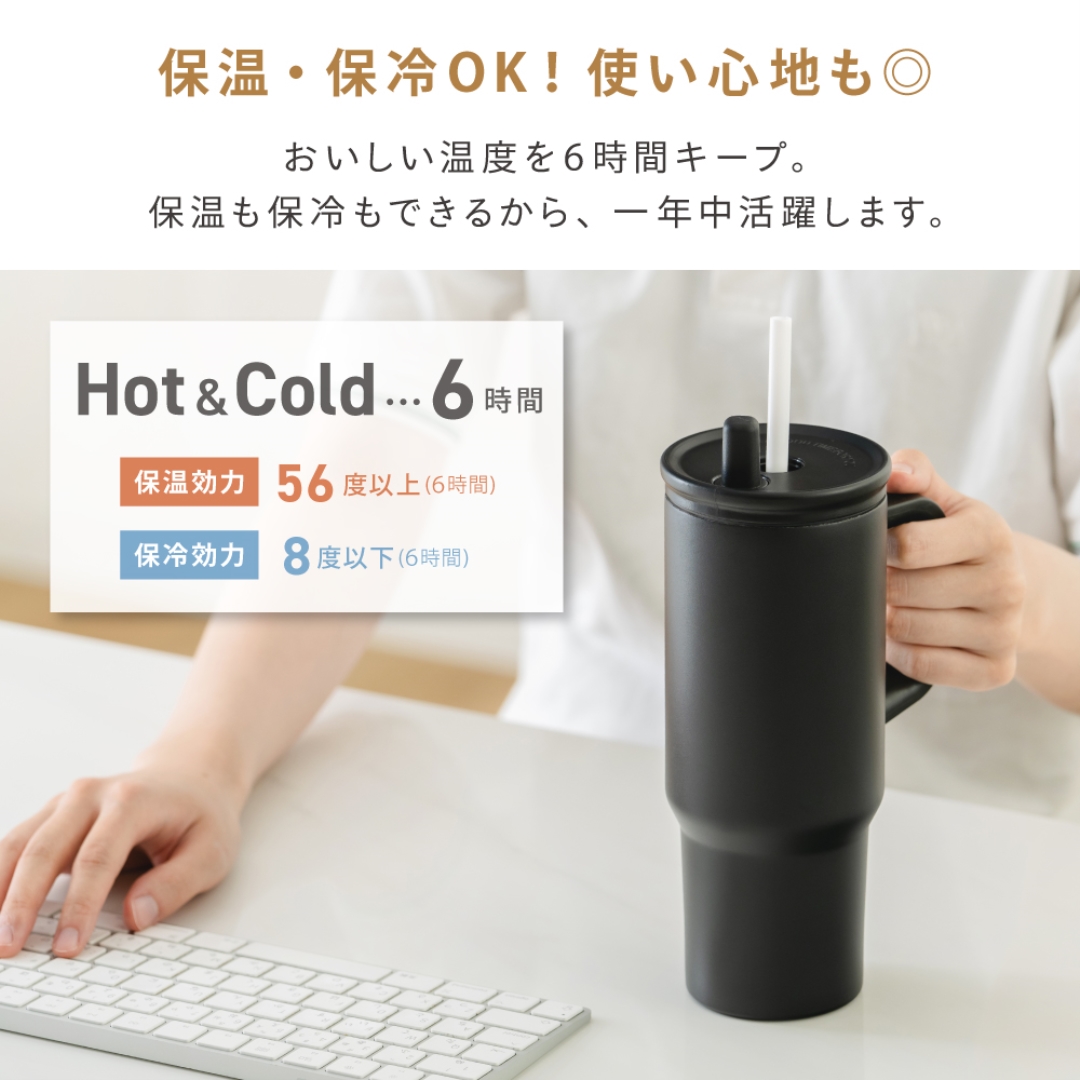 取っ手付き ストロータンブラー 650ml BK