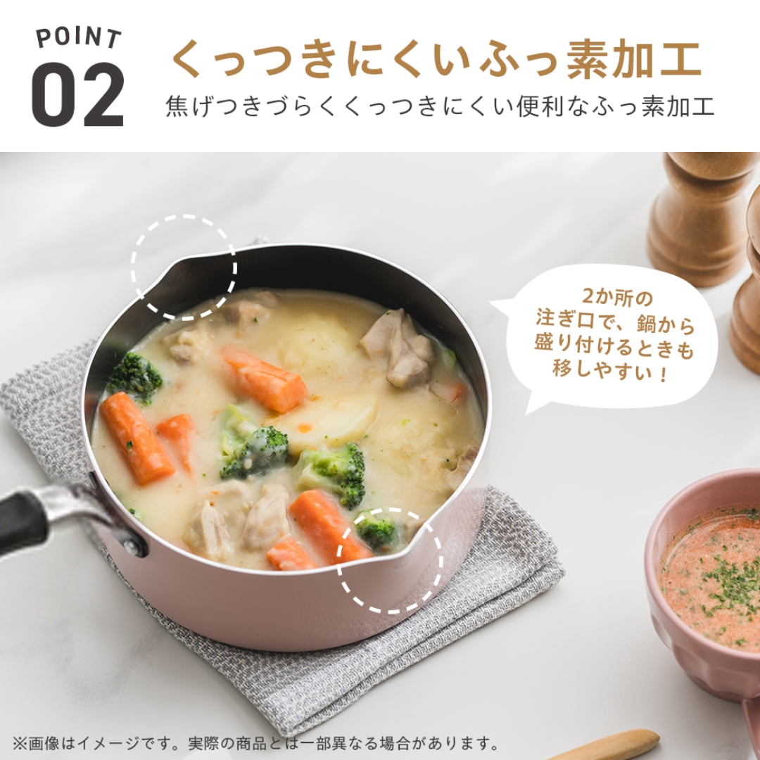 IH対応カラーふっ素片手鍋18CM PI