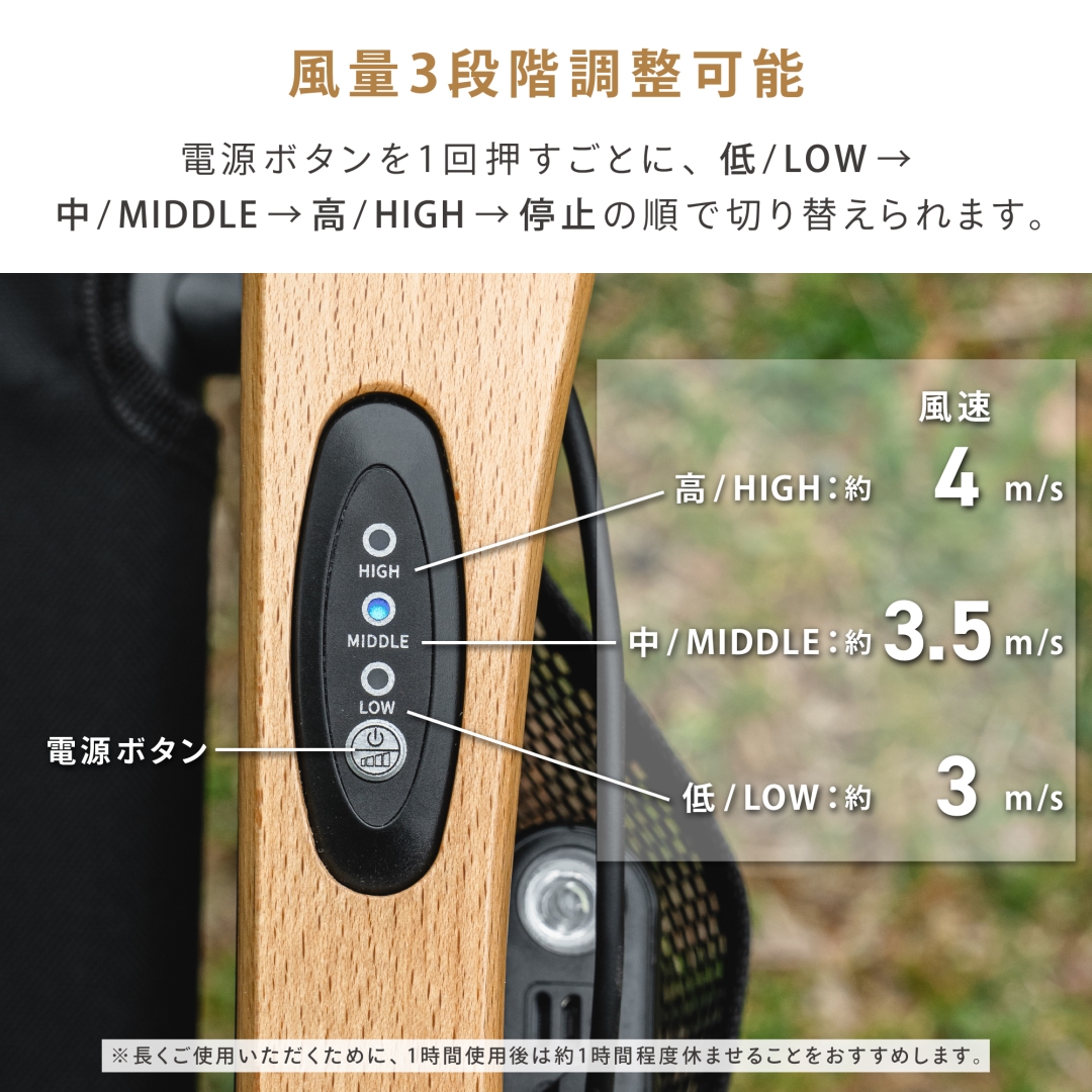 ファン付きウッドローチェア