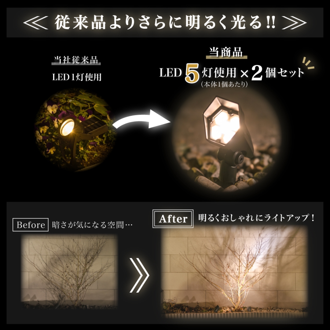 ソーラースポットライト フィフス2個セット