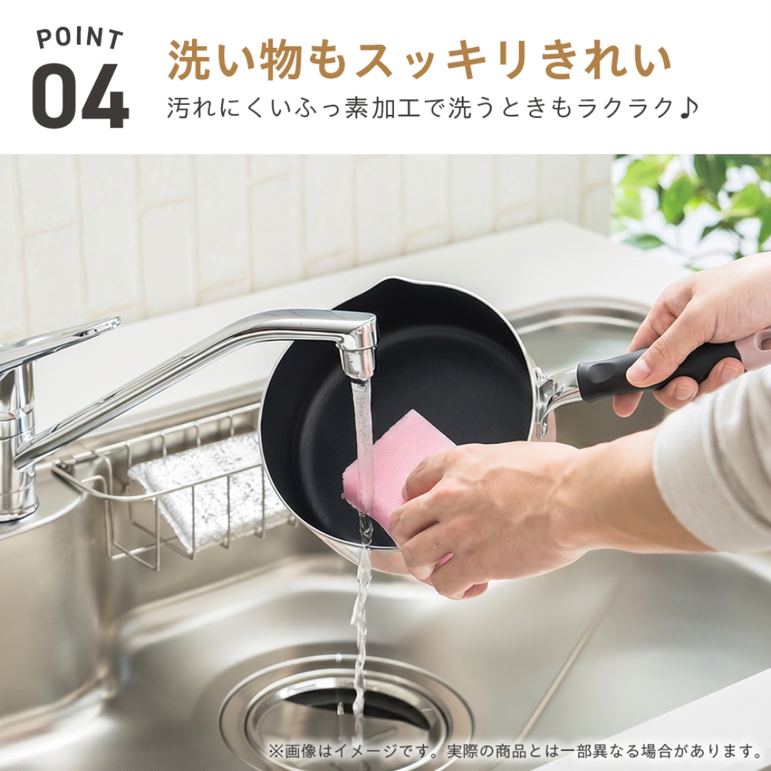 IH対応カラーふっ素片手鍋18CM GR