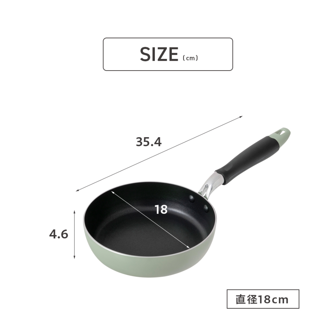 IH対応カラーふっ素フライパン18CM GR