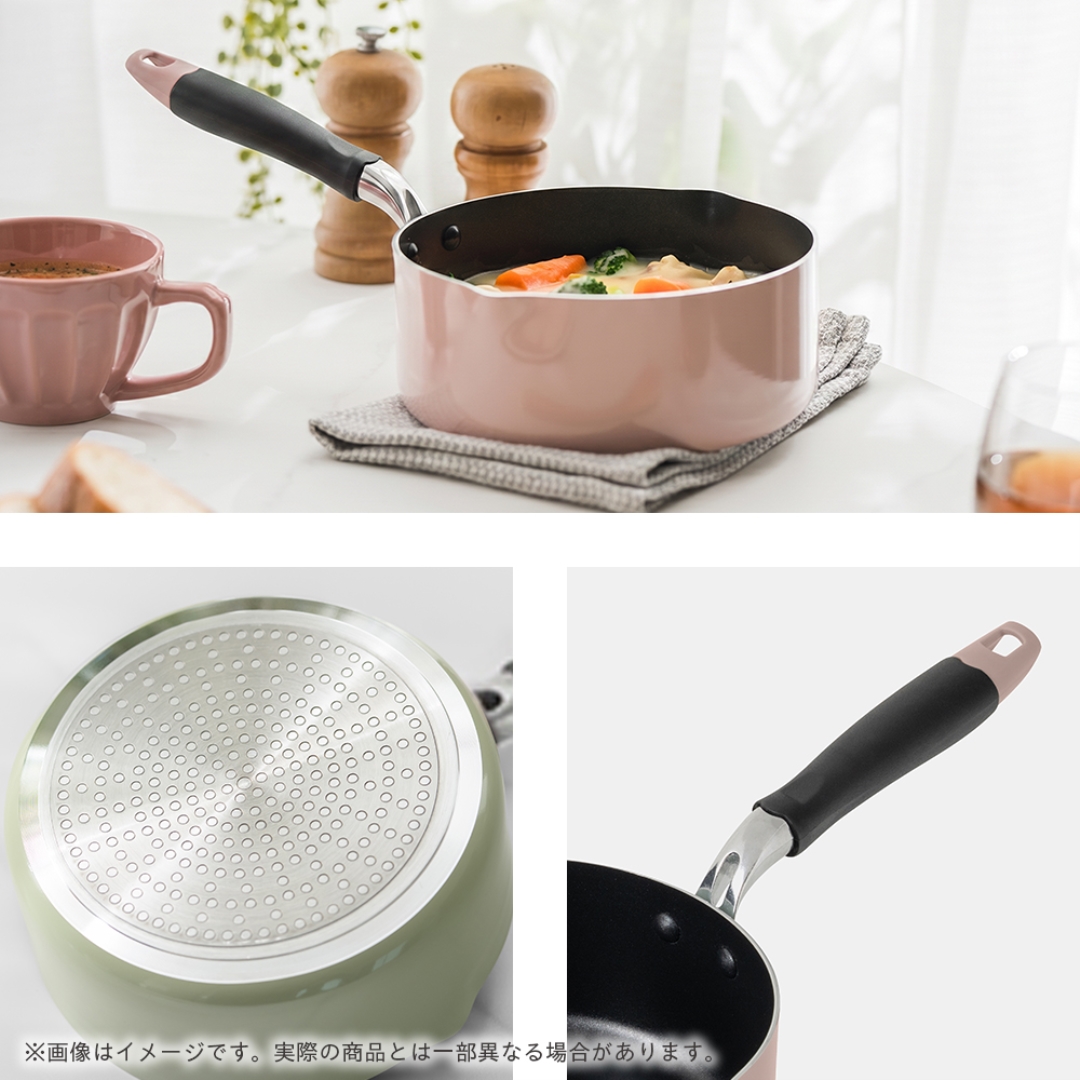 IH対応カラーふっ素片手鍋18CM PI