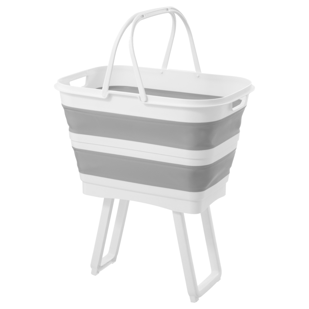 脚付き折りたたみランドリーバスケット